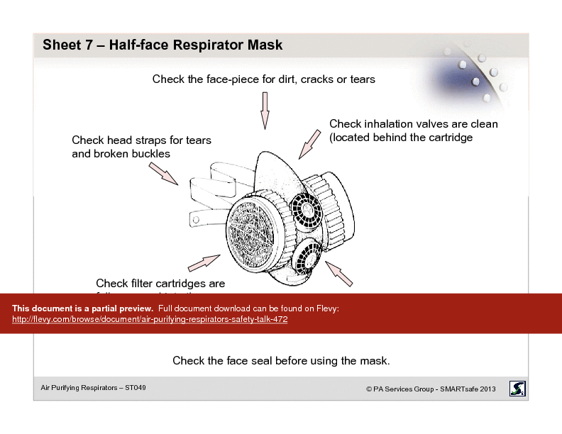 Air Purifying Respirators - Safety Talk (20-page PDF document) Preview Image