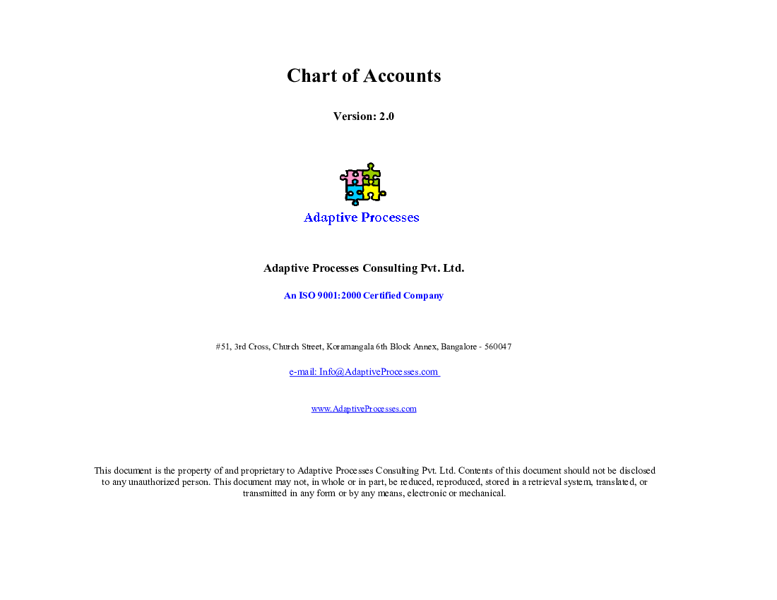 Chart of Accounts (Excel template (XLS)) Preview Image