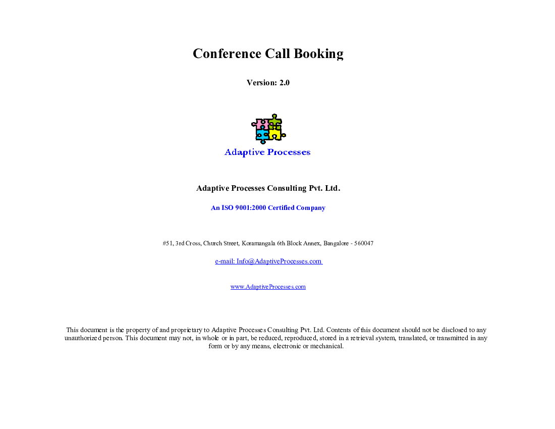 Conference Call Booking Template
