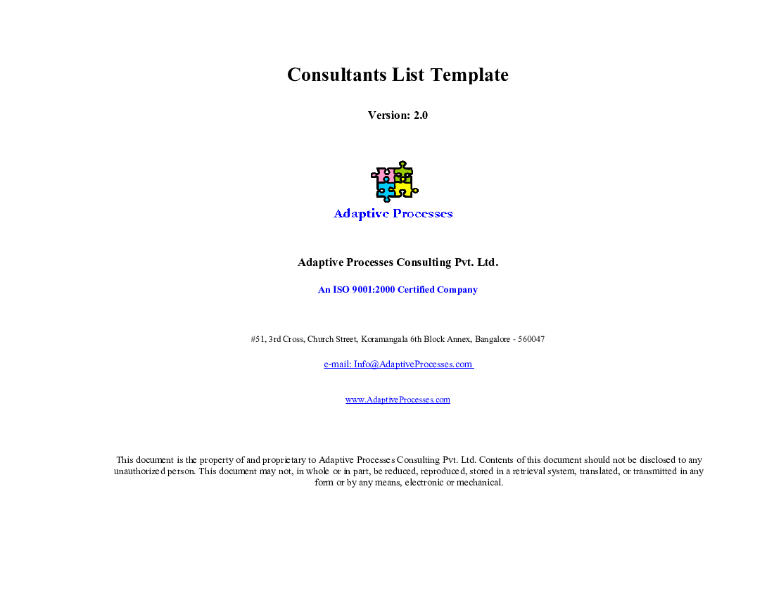 Consultants List Template