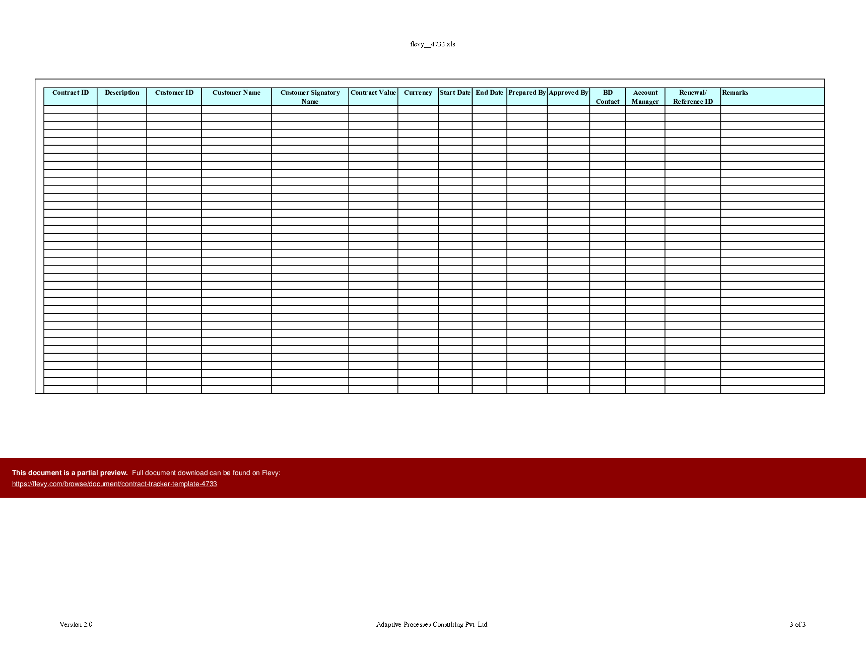 Contract Tracker Template (Excel workbook (XLS)) Preview Image