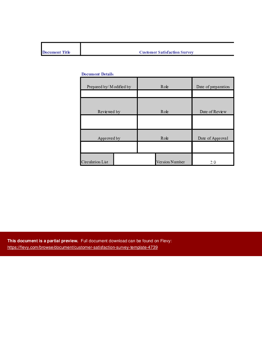 Customer Satisfaction Survey Template (Excel template (XLS)) Preview Image