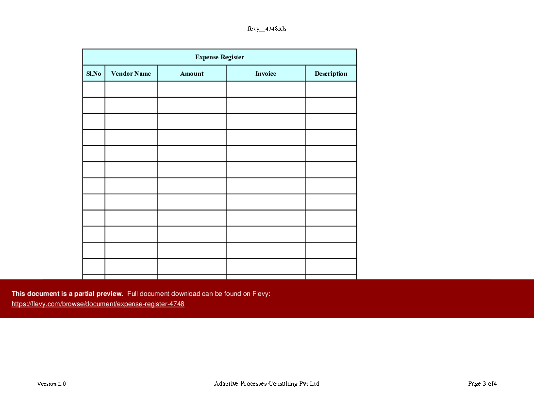 Expense Register (Excel template (XLS)) Preview Image