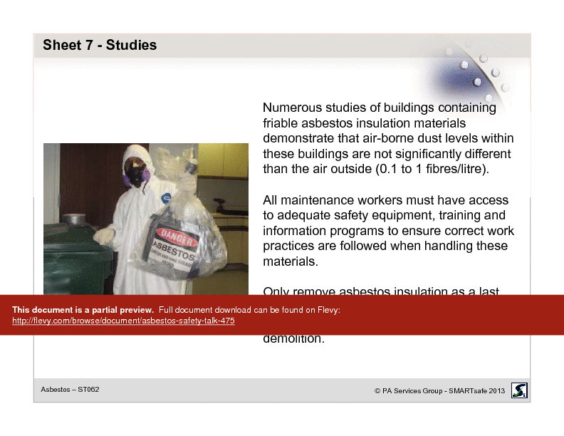 Asbestos - Safety Talk (21-page PDF document) Preview Image