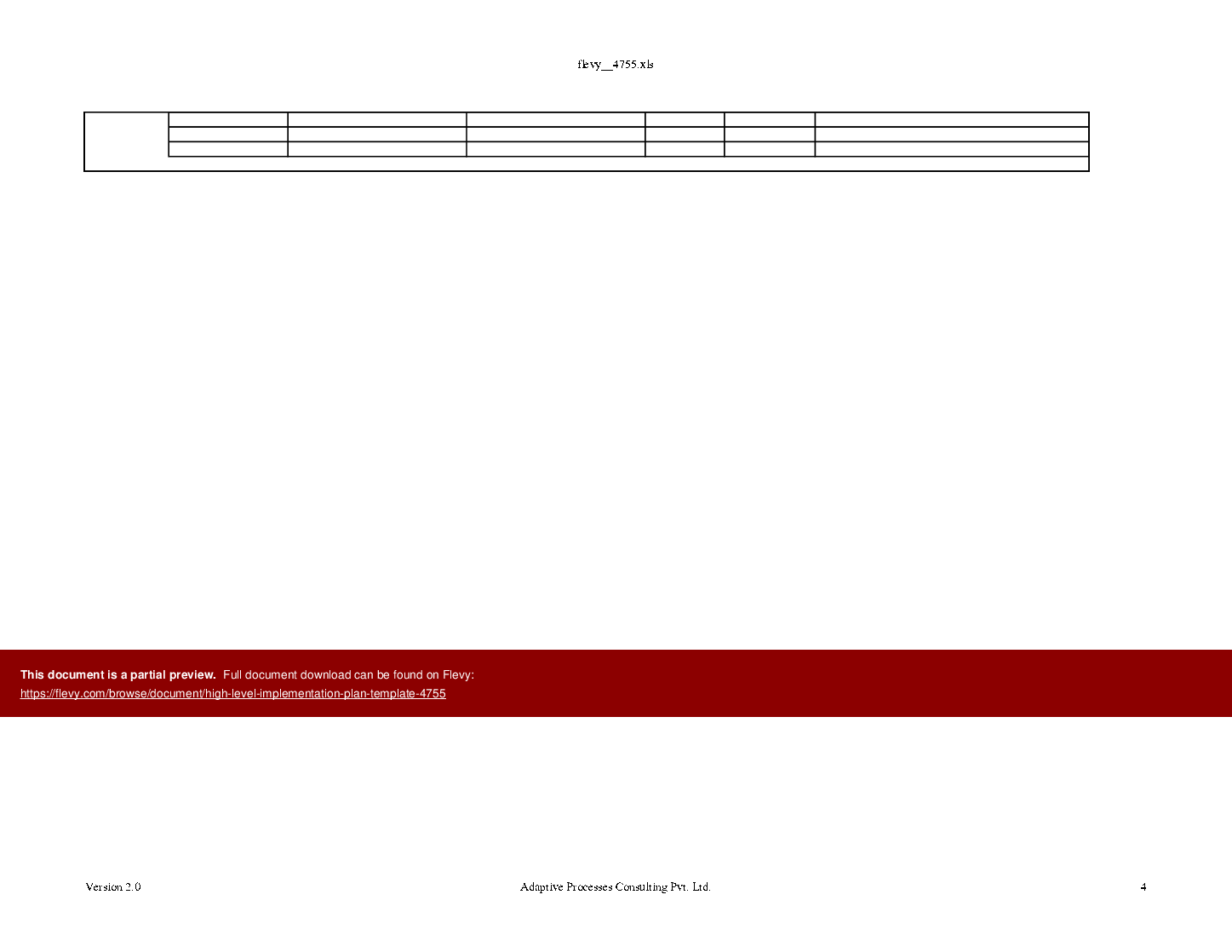 High Level Implementation Plan Template (Excel template (XLS)) Preview Image