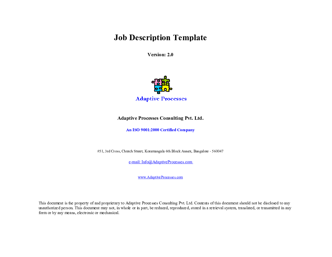 This is a partial preview of Job Description Template. 