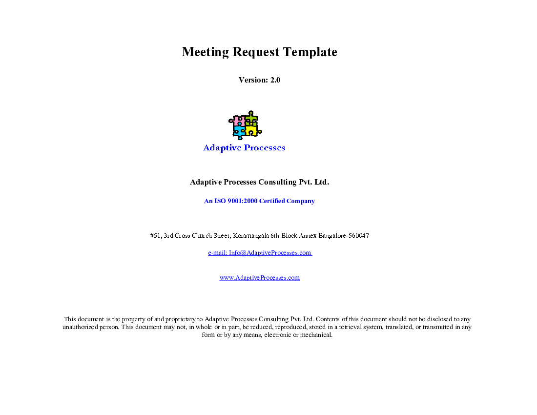 Meeting Request Template (Excel template (XLS)) Preview Image