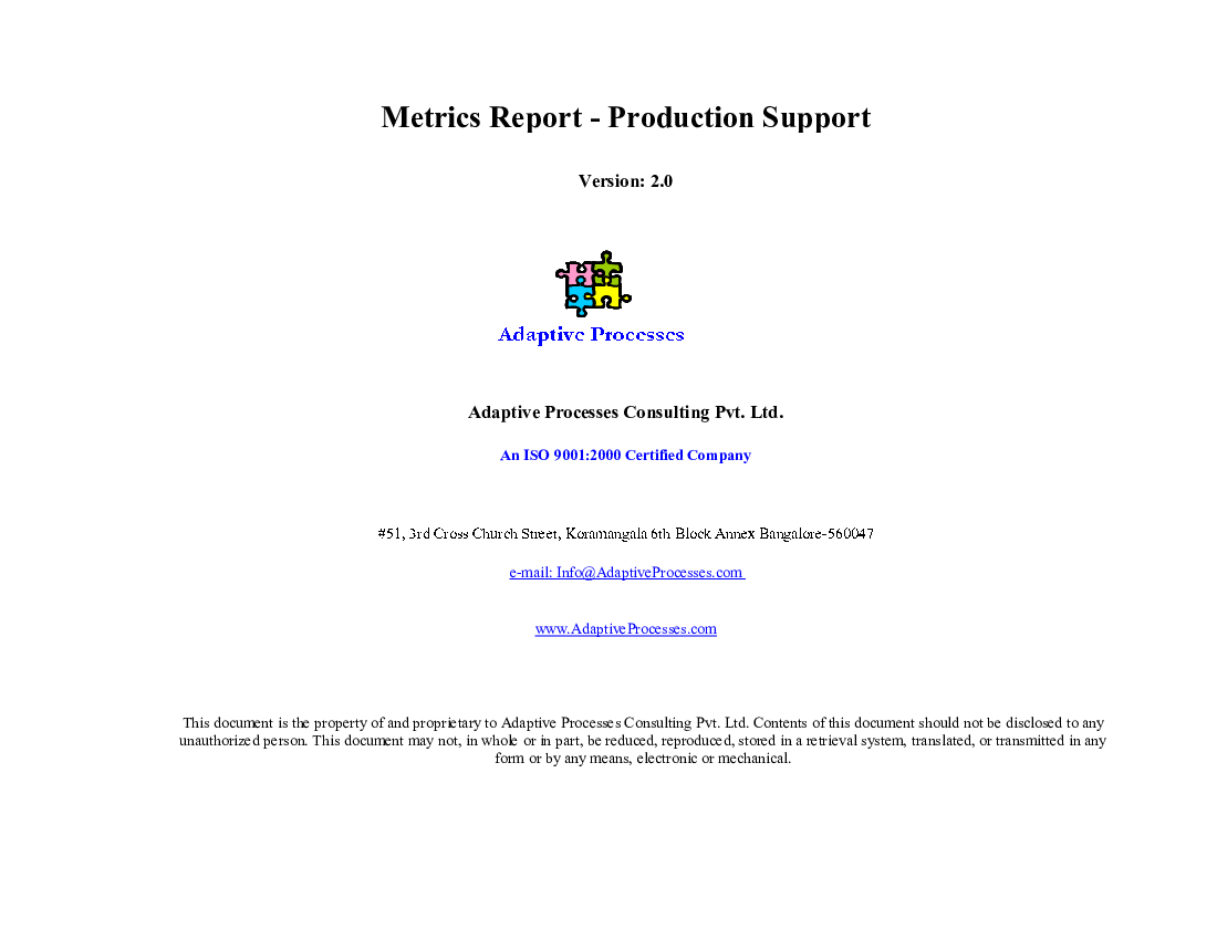 Metrics Report - Production Template (Excel template (XLS)) Preview Image