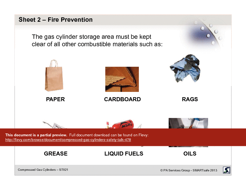 This is a partial preview of Compressed Gas Cylinders - Safety Talk (19-page PDF document). Full document is 19 pages. 