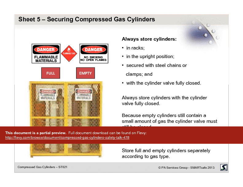 Compressed Gas Cylinders - Safety Talk (19-page PDF document) Preview Image