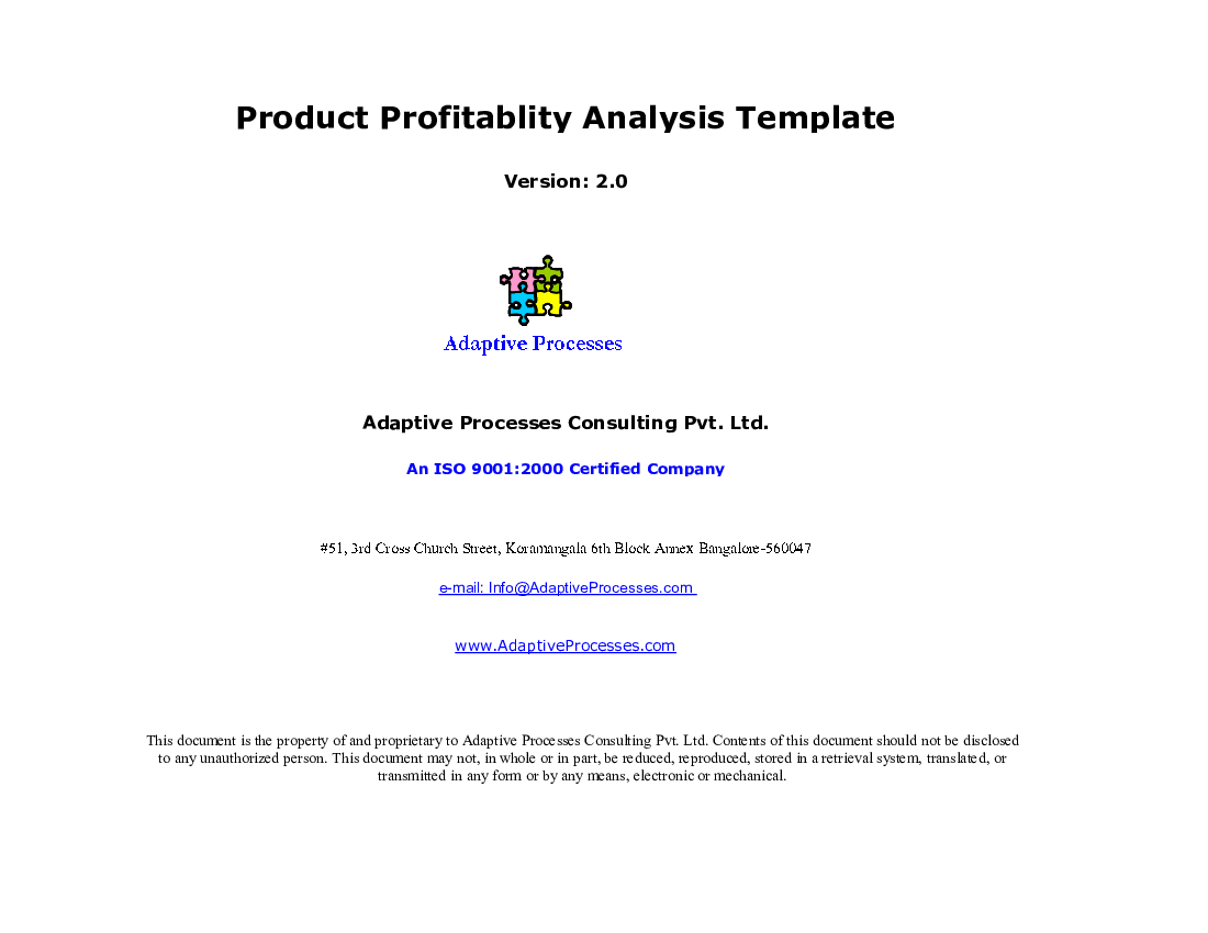 Product Profitablity Analysis Template (Excel template (XLS)) Preview Image