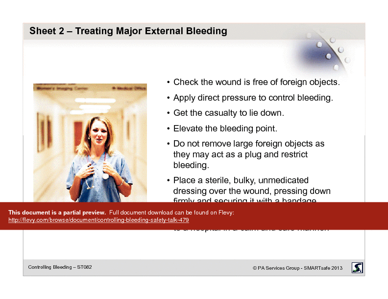 This is a partial preview of Controlling Bleeding - Safety Talk (15-page PDF document). Full document is 15 pages. 