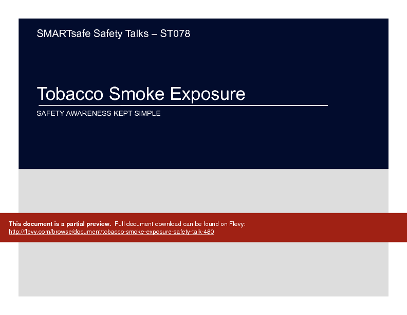 This is a partial preview of Tobacco Smoke Exposure - Safety Talk (17-page PDF document). Full document is 17 pages. 