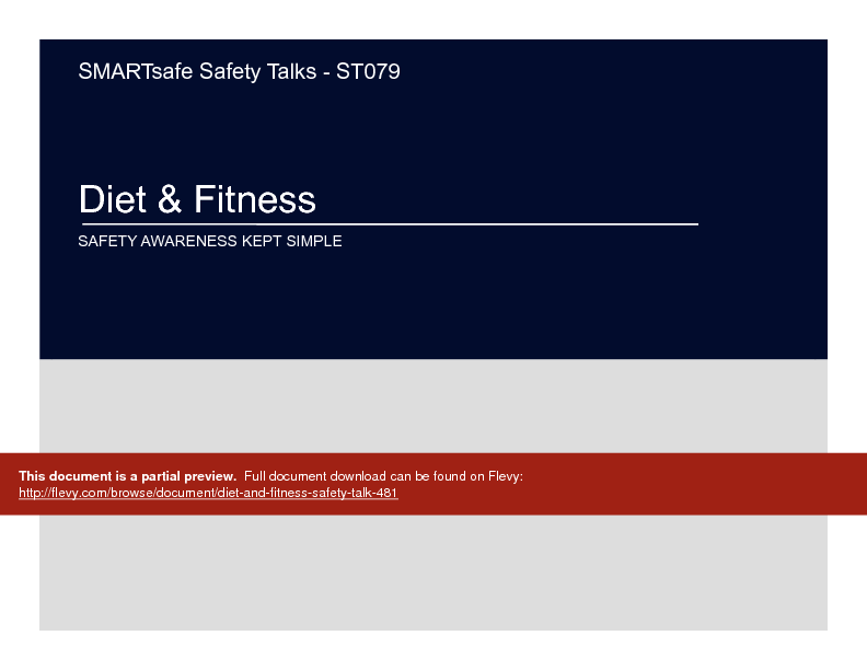 This is a partial preview of Diet & Fitness - Safety Talk (21-page PDF document). Full document is 21 pages. 