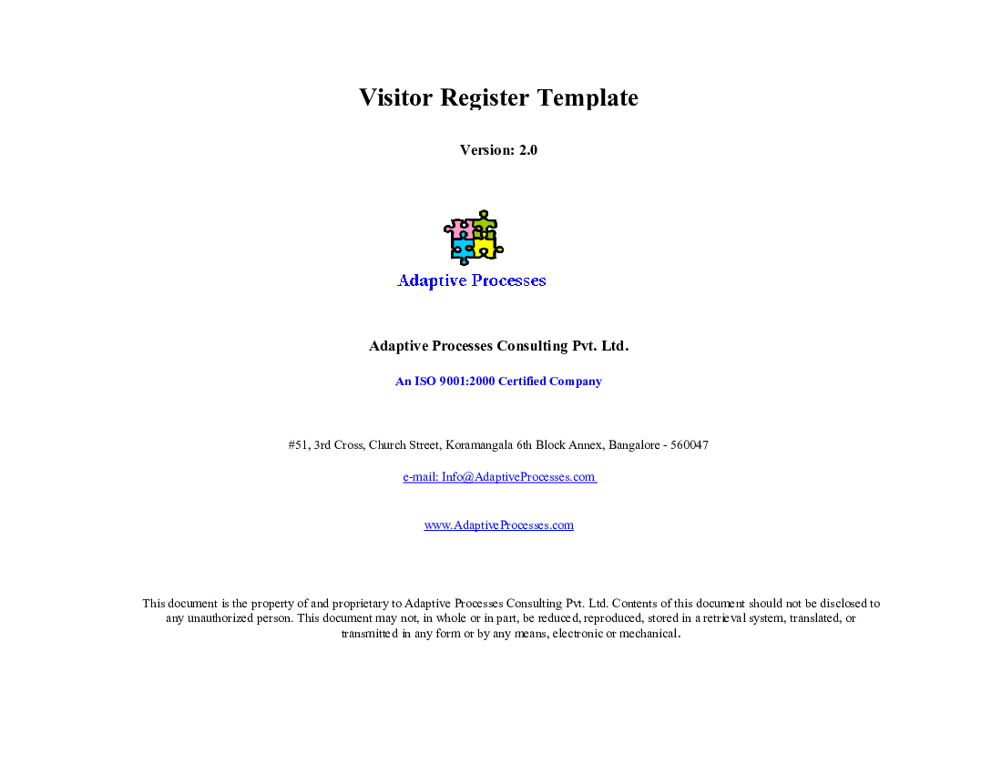 Visitor Register Template (Excel template (XLS)) Preview Image