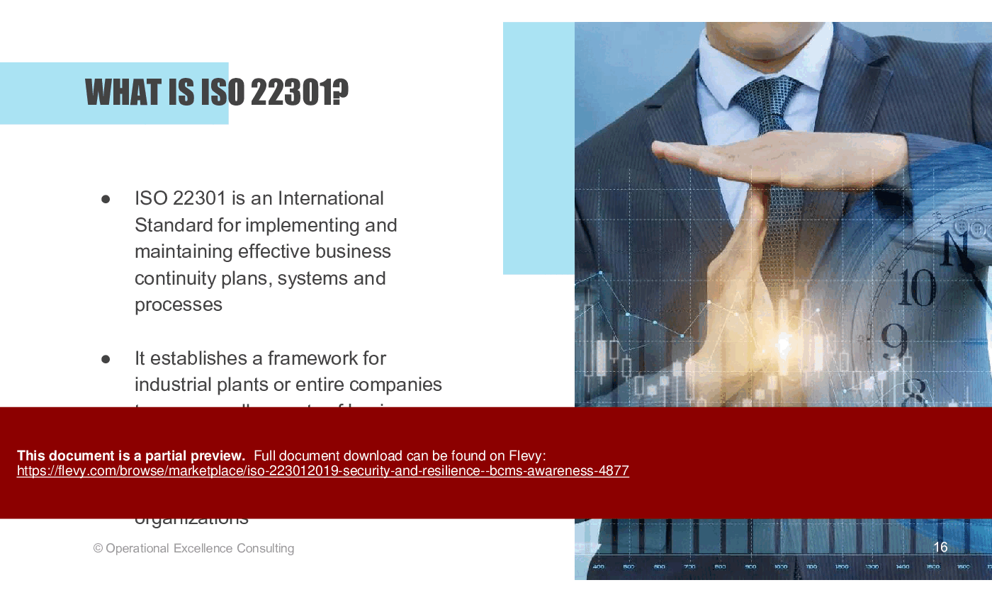ISO 22301:2019 (Security & Resilience - BCMS) Awareness (75-slide PowerPoint presentation (PPTX)) Preview Image