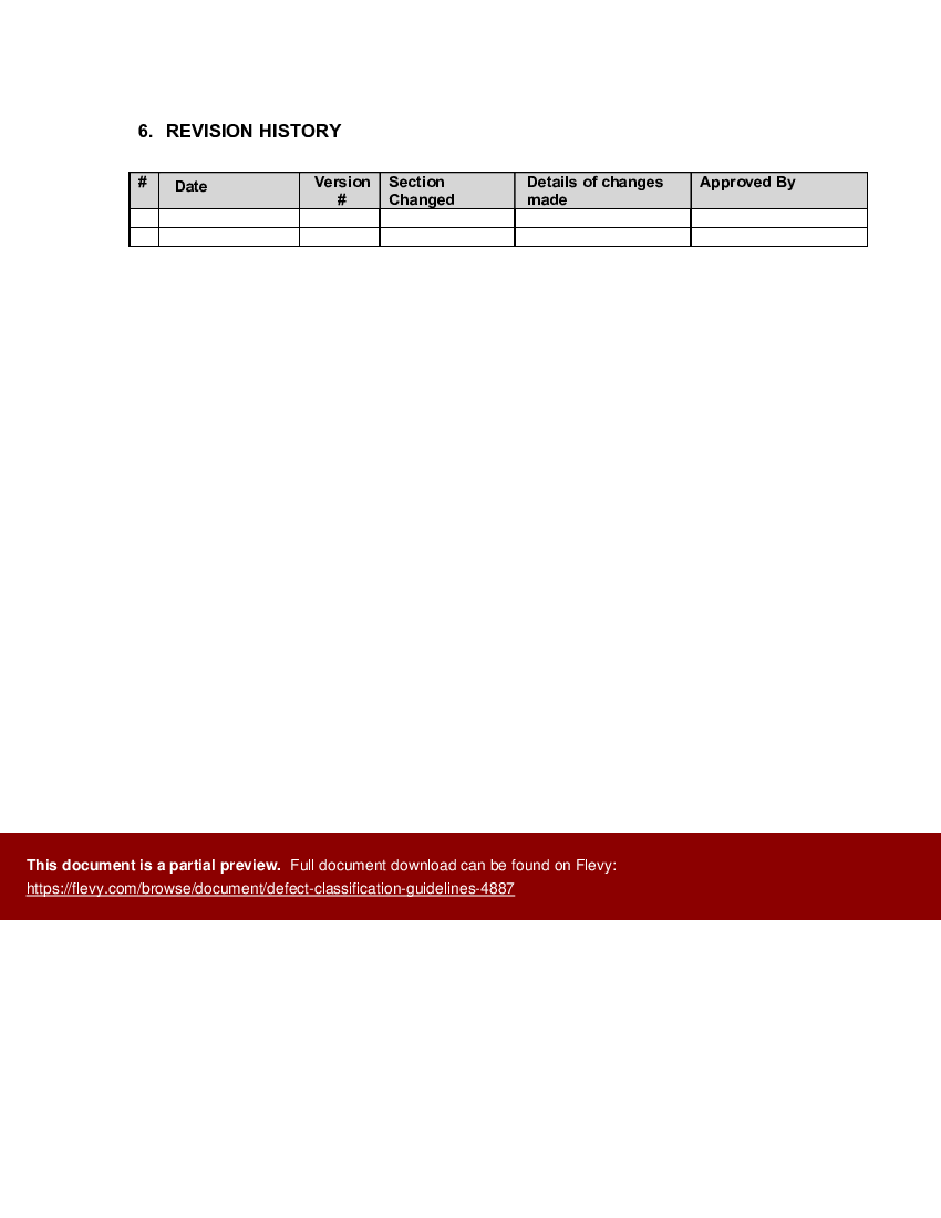 Defect Classification Guidelines (7-page Word document) Preview Image