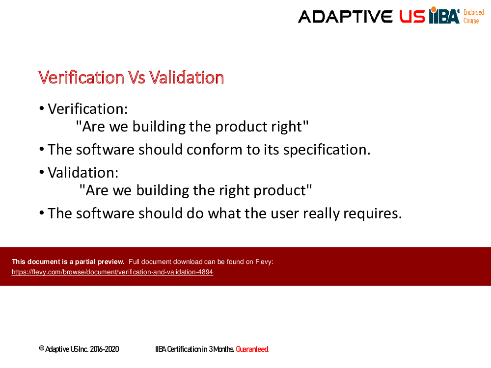 Verification and Validation (42-slide PPT PowerPoint presentation (PPTX)) Preview Image