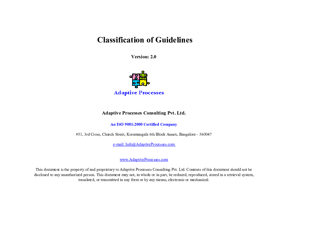 Classification of Guidelines (Excel template (XLS)) Preview Image