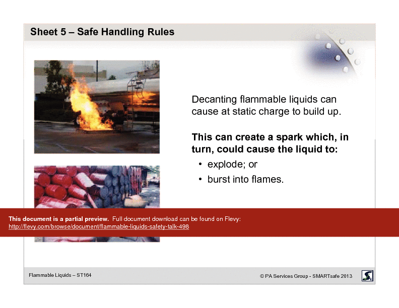 Flammable Liquids - Safety Talk (19-page PDF document) Preview Image