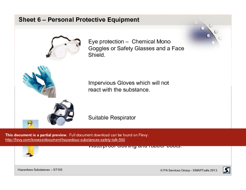 Hazardous Substances - Safety Talk (17-page PDF document) Preview Image