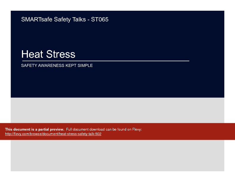 Heat Stress - Safety Talk (15-page PDF document) Preview Image