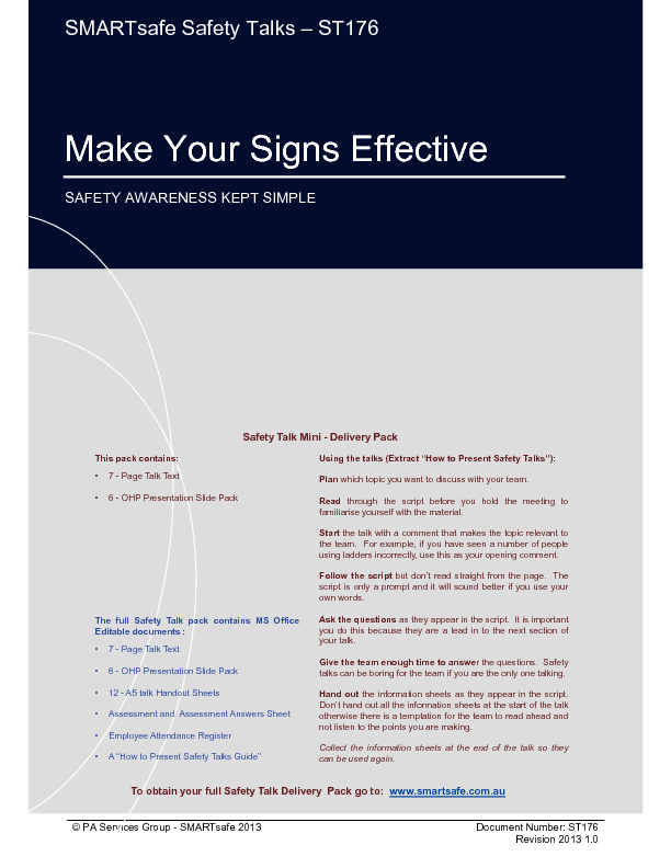 Make Your Signs Effective - Safety Talk