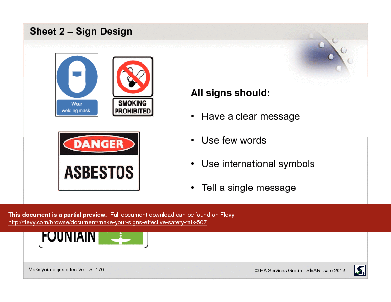 Make Your Signs Effective - Safety Talk (17-page PDF document) Preview Image