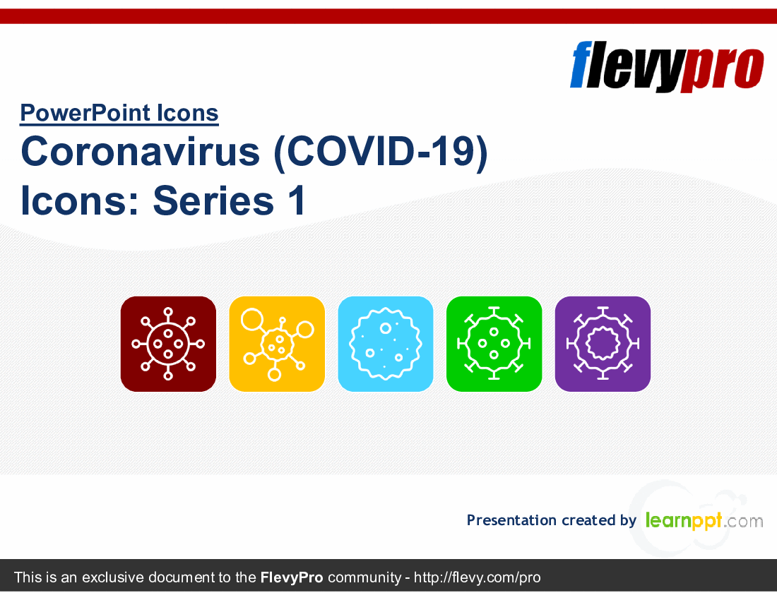 Coronavirus (COVID-19) Icons: Series 1 (20-slide PowerPoint presentation (PPTX)) Preview Image