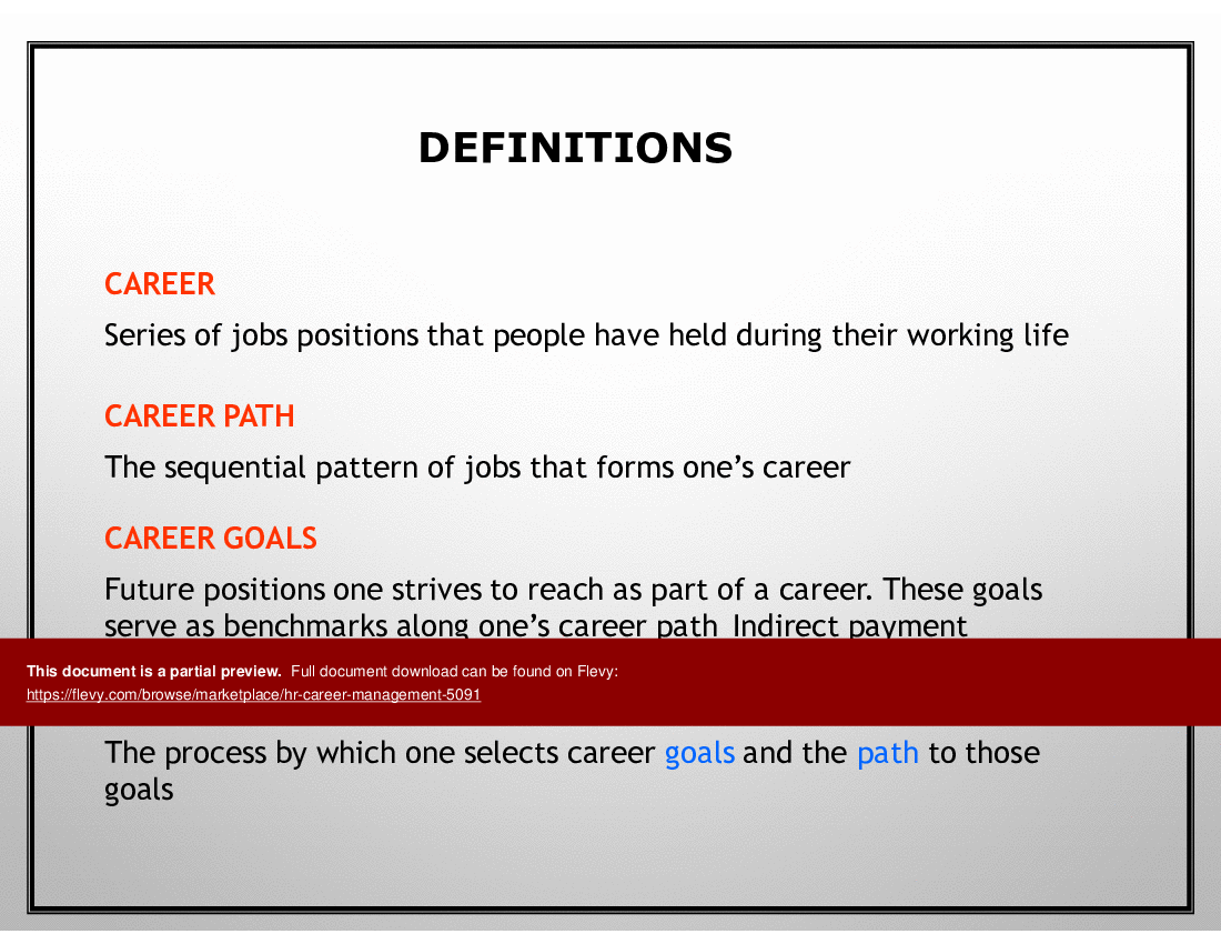 This is a partial preview of HR Career Management (35-slide PowerPoint presentation (PPTX)). Full document is 35 slides. 