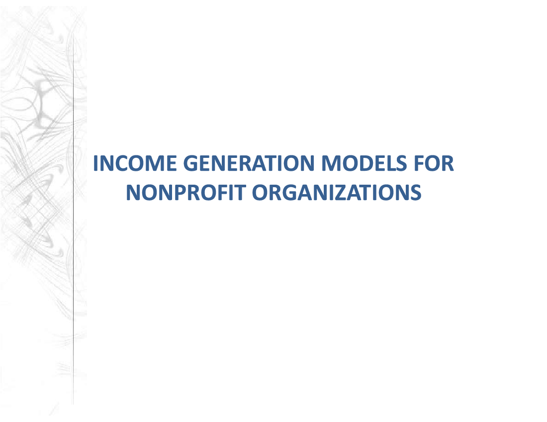 Income Generation Models for NGOs