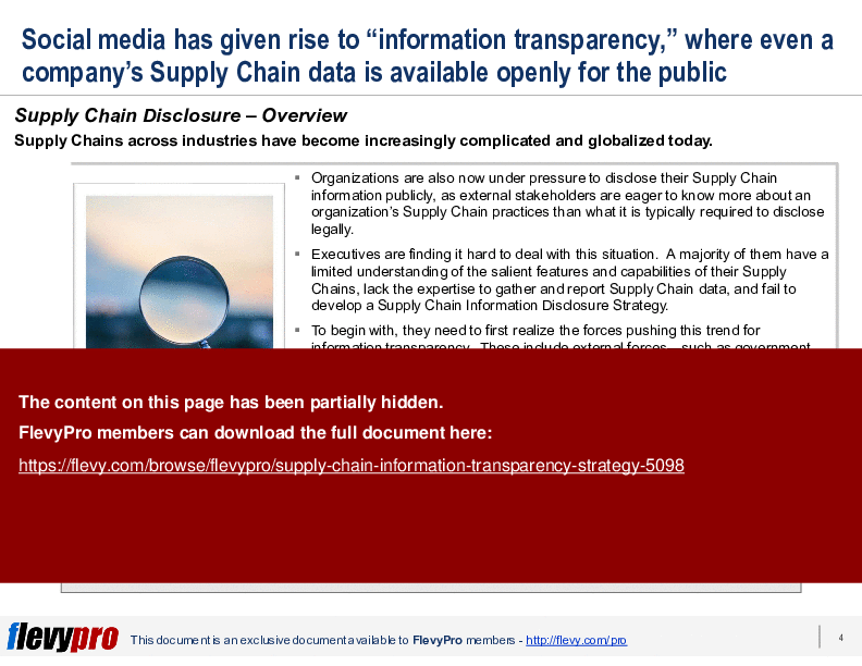 This is a partial preview of Supply Chain Information Transparency Strategy (25-slide PowerPoint presentation (PPTX)). Full document is 25 slides. 