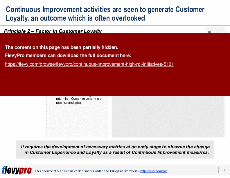 This is a partial preview of Continuous Improvement: High ROI Initiatives (24-slide PowerPoint presentation (PPTX)). Full document is 24 slides. 