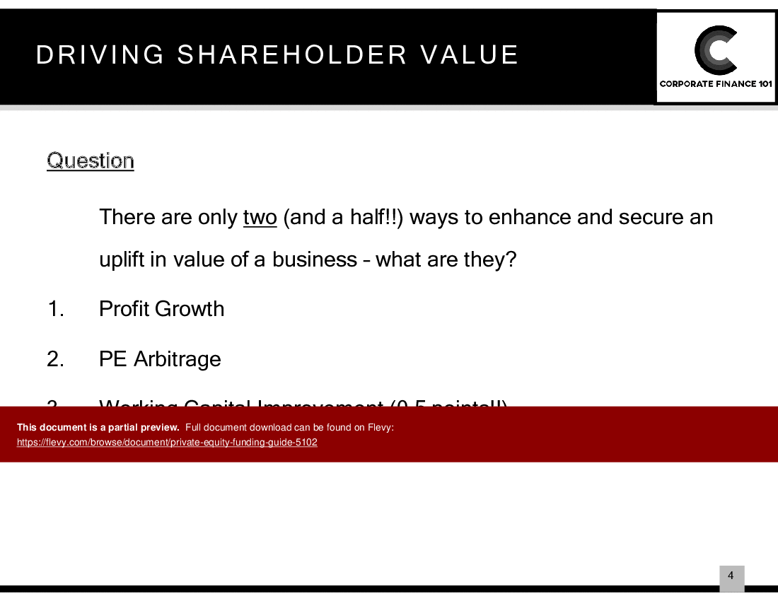 This is a partial preview of Private Equity Funding Guide (56-slide PowerPoint presentation (PPT)). Full document is 56 slides. 