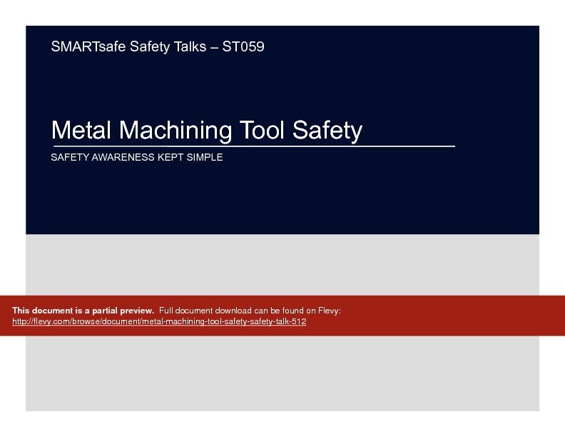 Metal Machining Tool Safety - Safety Talk (16-page PDF document) Preview Image
