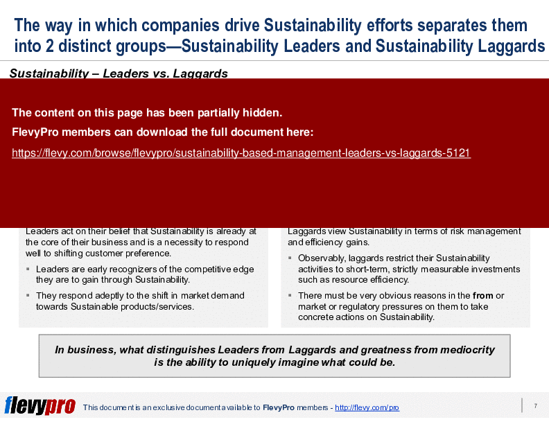 This is a partial preview of Sustainability-Based Management: Leaders vs. Laggards (23-slide PowerPoint presentation (PPTX)). Full document is 23 slides. 