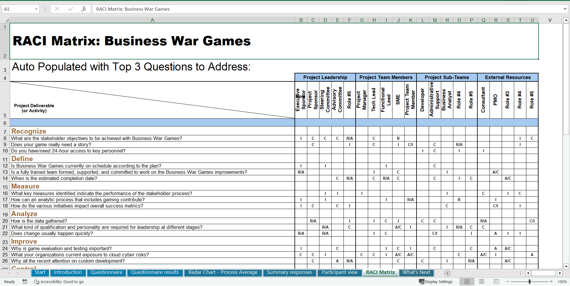 Business War Games - Implementation Toolkit (Excel template (XLSX)) Preview Image