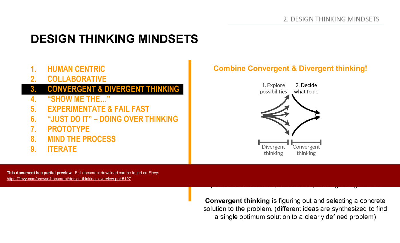 Design Thinking - Overview (46-slide PowerPoint presentation (PPTX)) Preview Image