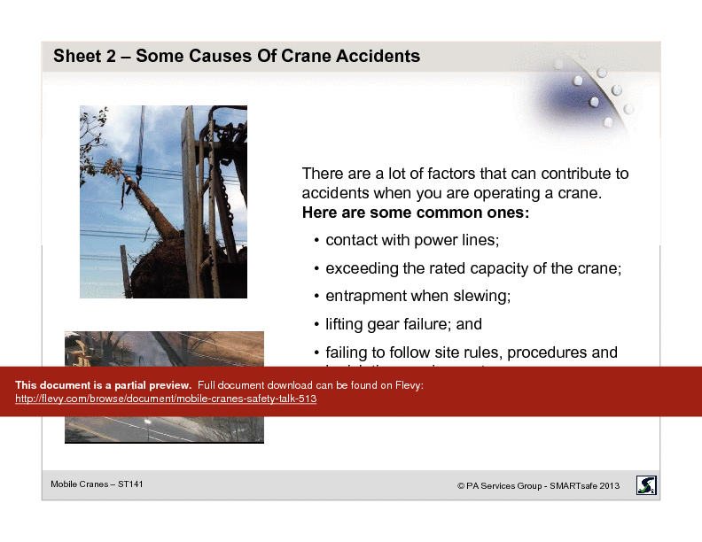 Mobile Cranes - Safety Talk (16-page PDF document) Preview Image