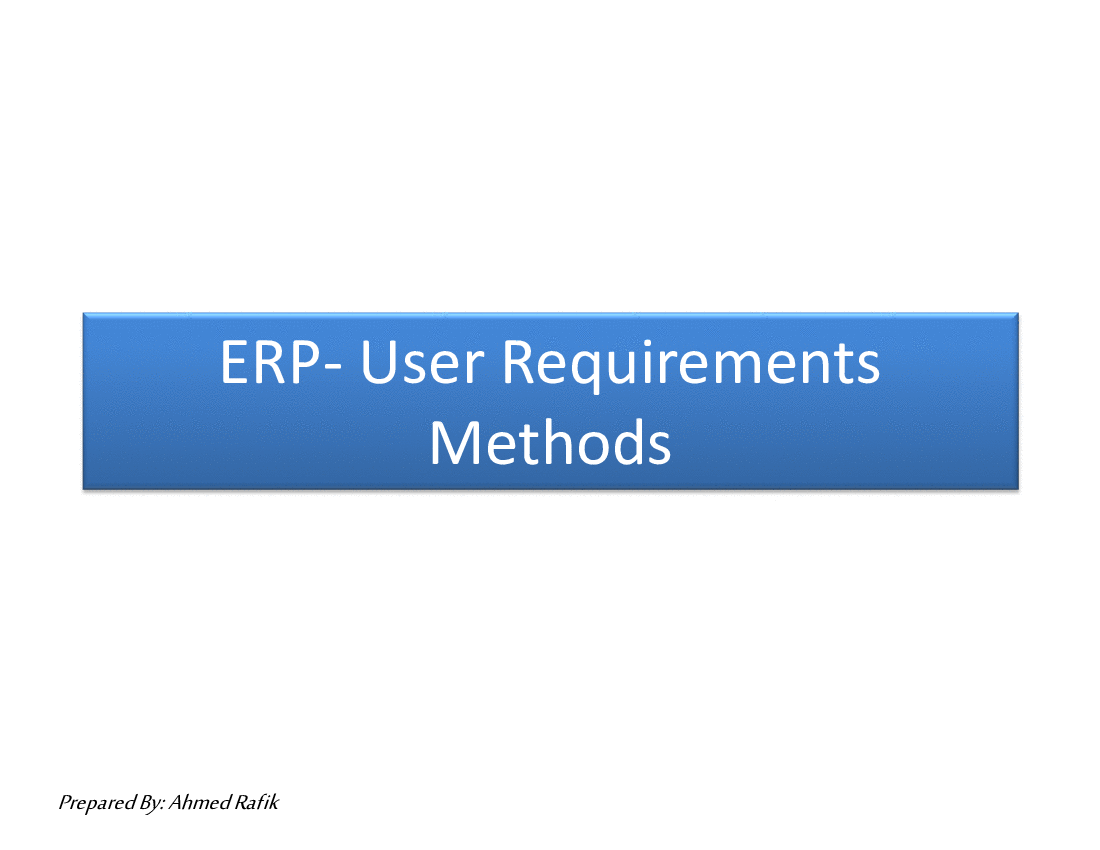 User Requirements Methods for ERP Consultants