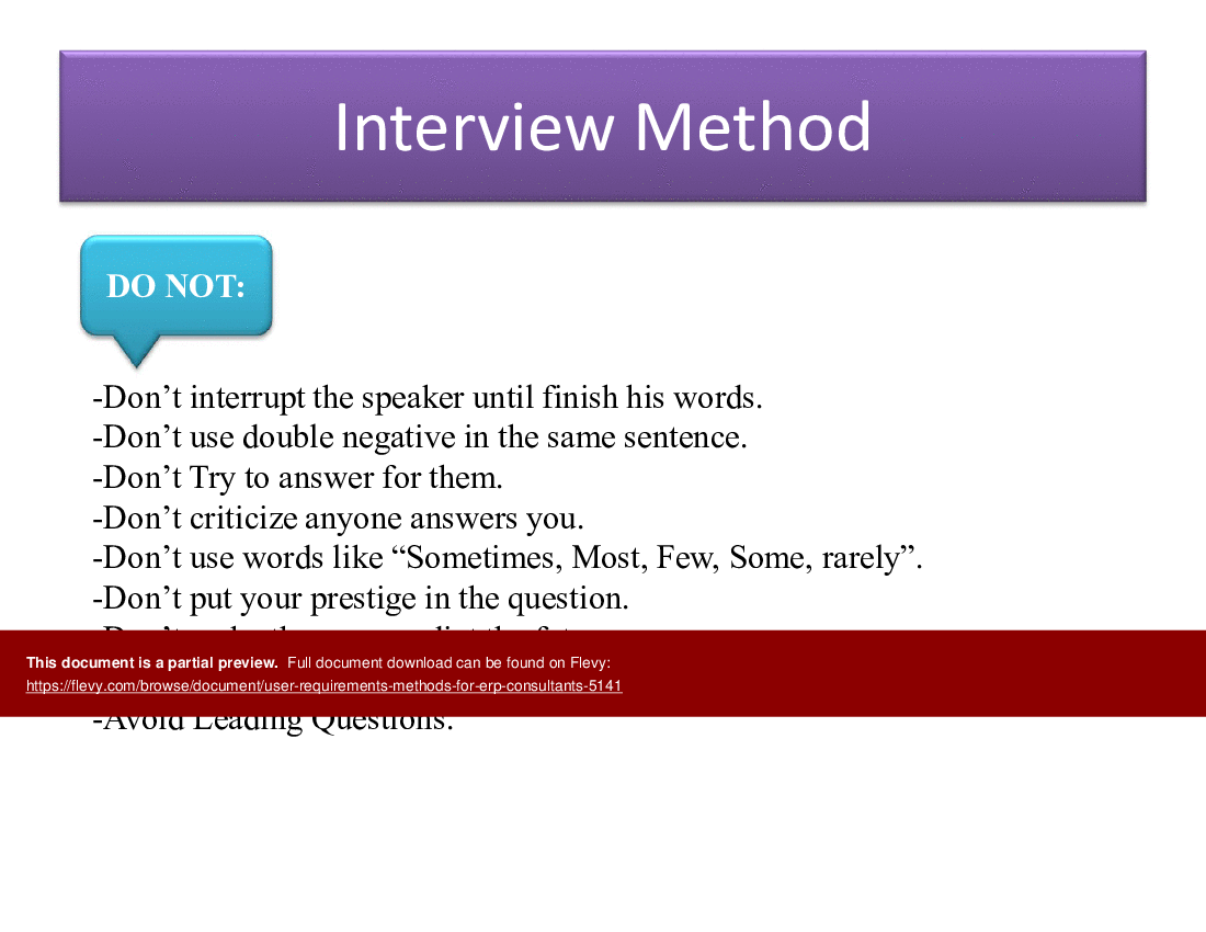 This is a partial preview of User Requirements Methods for ERP Consultants (13-slide PowerPoint presentation (PPT)). Full document is 13 slides. 