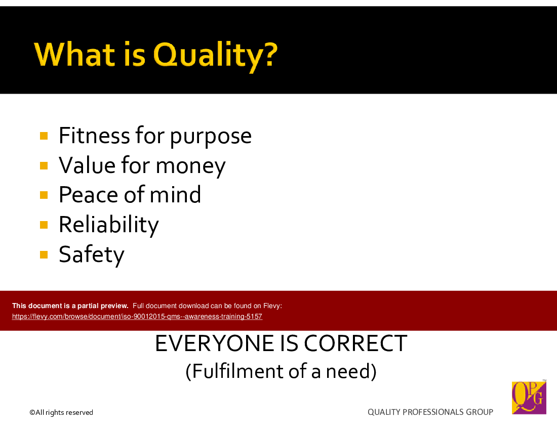 ISO 9001:2015 (QMS) - Awareness Training (with Tutor Notes) (35-slide PPT PowerPoint presentation (PPTX)) Preview Image