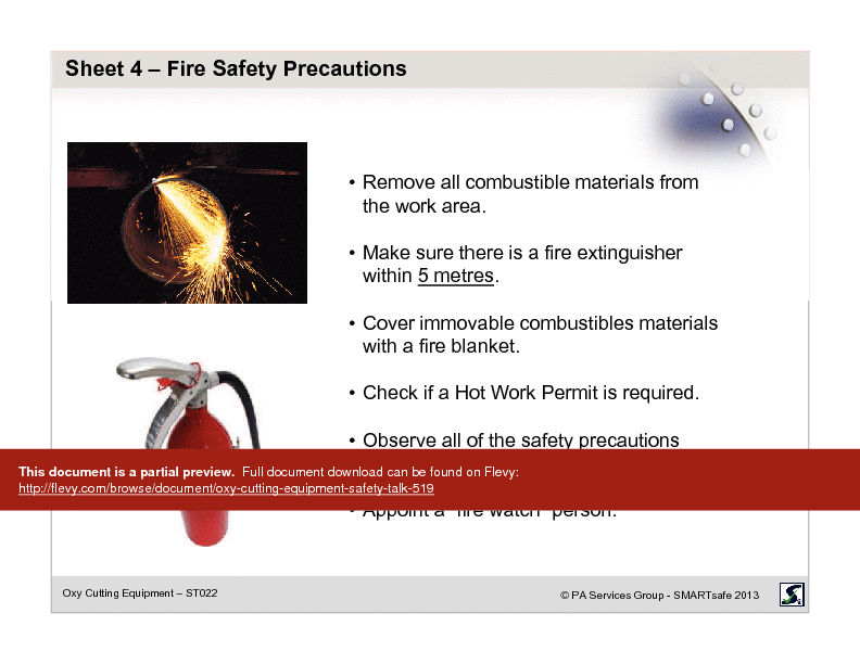 Oxy Cutting Equipment - Safety Talk (20-page PDF document) Preview Image