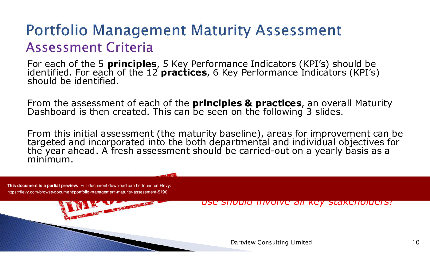 This is a partial preview of Portfolio Management Maturity Assessment (34-slide PowerPoint presentation (PPTX)). Full document is 34 slides. 