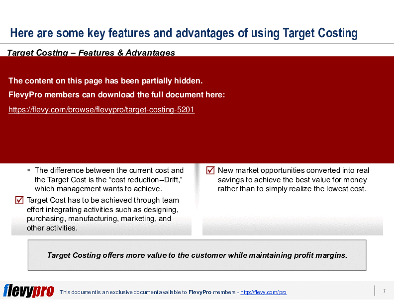 Target Costing (23-slide PPT PowerPoint presentation (PPTX)) Preview Image