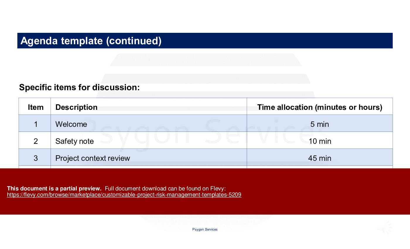This is a partial preview of Customizable Project Risk Management Templates (38-slide PowerPoint presentation (PPTX)). Full document is 38 slides. 
