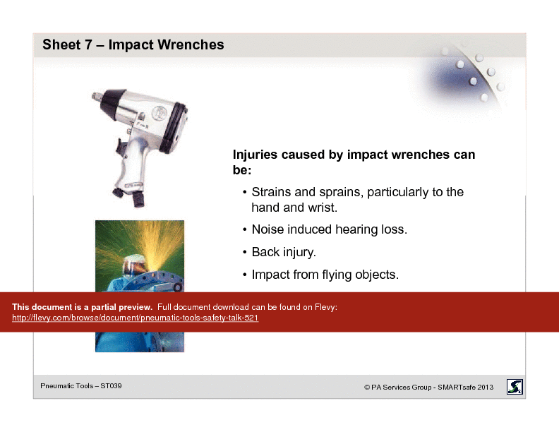 Pneumatic Tools - Safety Talk (20-page PDF document) Preview Image