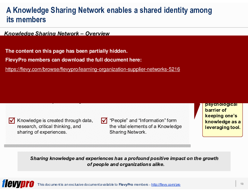 This is a partial preview of Learning Organization: Supplier Networks (26-slide PowerPoint presentation (PPTX)). Full document is 26 slides. 