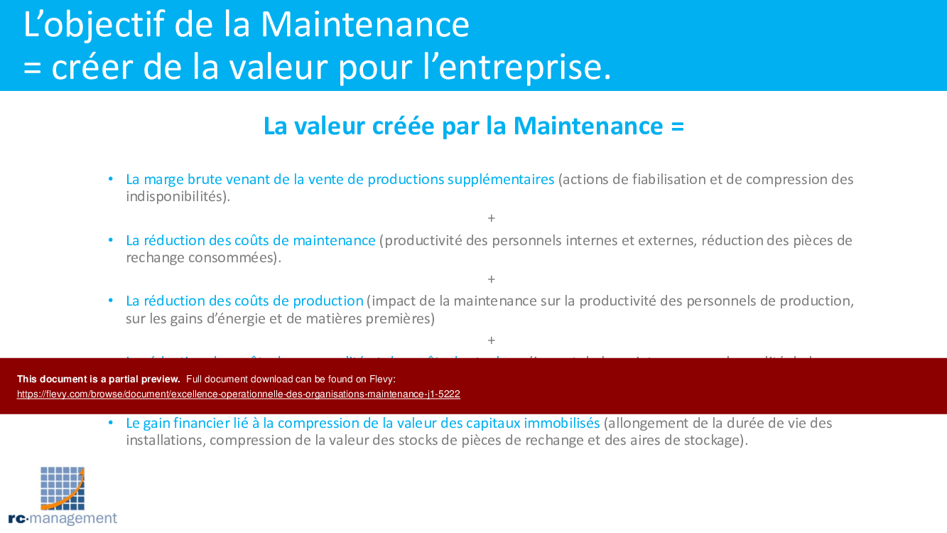 Excellence Operationnelle des Organisations Maintenance, J1 (229-page PDF document) Preview Image