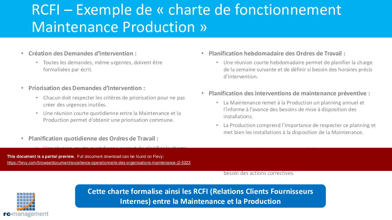 Excellence Operationnelle des Organisations Maintenance, J2 (174-page PDF document) Preview Image